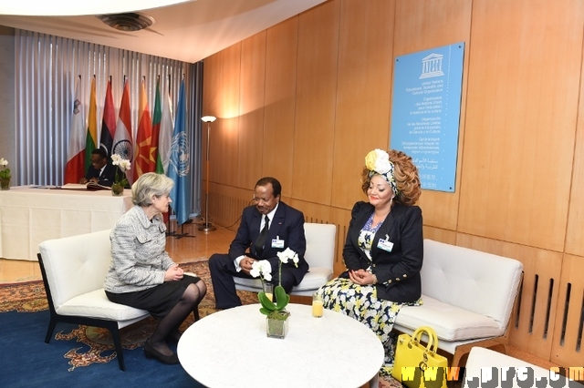 Le Couple Présidentiel en compagnie de la Directrice Générale de l'UNESCO - Paris, 16 Nov. 2015