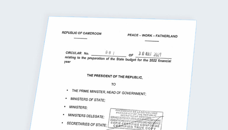 2022 State Budget: President Paul BIYA sets Guidelines