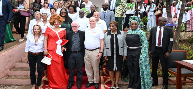 First Lady Chantal BIYA and Prince Albert II of Monaco at the Edimar Princesse Grace Centre