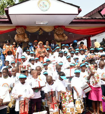 Colourful gifts for children at the Chantal BIYA Foundation