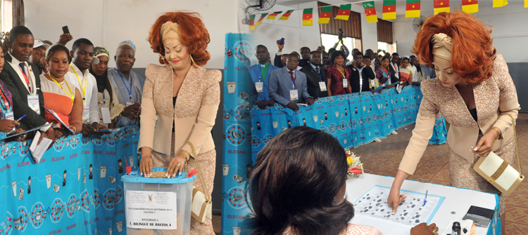 Madam Chantal BIYA votes in twin elections