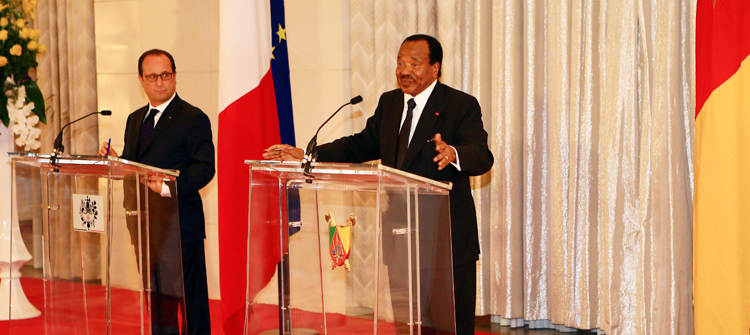 Paul Biya et François Hollande face à la presse, à l’occasion de la Visite d’Etat au Cameroun du Président de la République Française