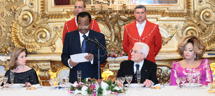 Toast by H.E. Paul BIYA in response to that of President MATTARELLA during a State dinner offered to the Cameroonian Presidential Couple at the Quirinal Palace